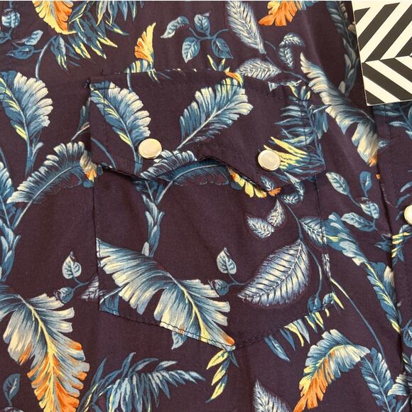 NWT Free People x Sandrine Hawaiian Print Button Down, Blue, Women’s Medium - Picture 2 of 6